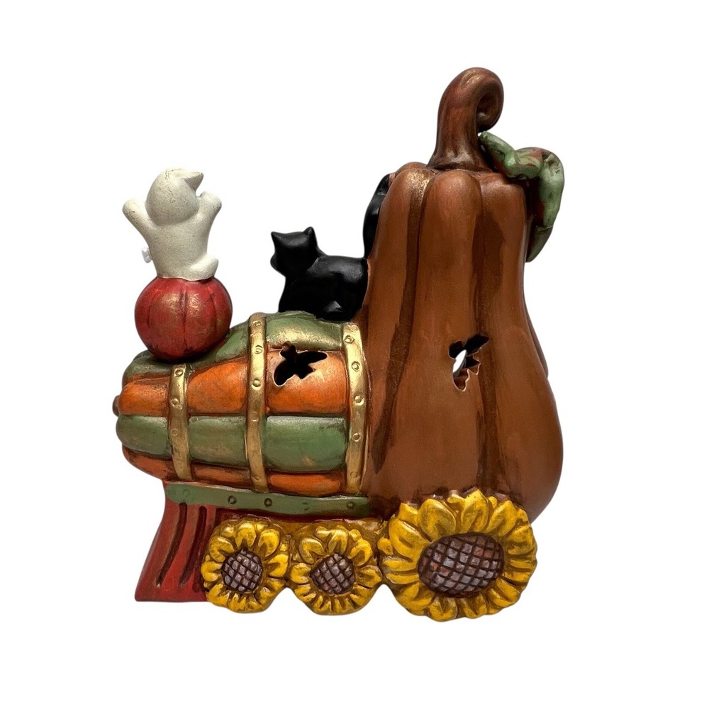 Halloween Light Up Train Decor Set Pumpkins Ghost Sunflowers W/ Box Spooky Cute - Picture 13 of 16